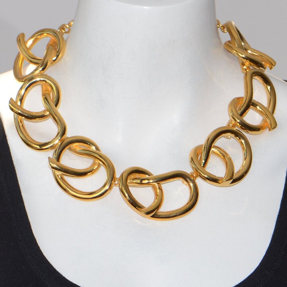 Kenneth Jay Lane Kjl Polished Gold Link Necklace - image 1